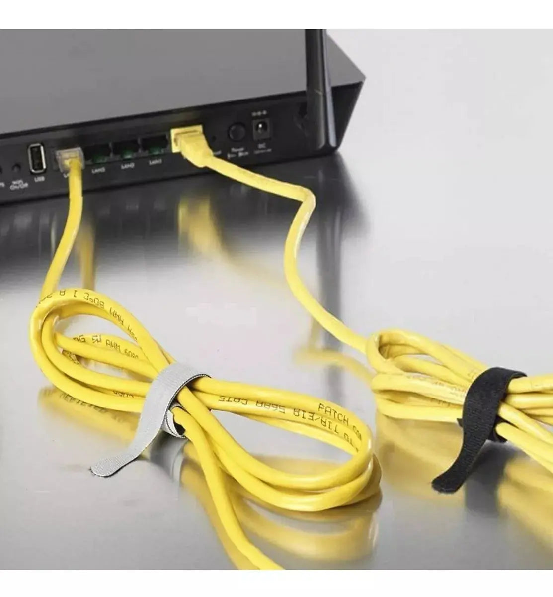 50pz Correa Organizadora Velcro Amarre Cables Sujeción Negro - Velcro - vista trasera