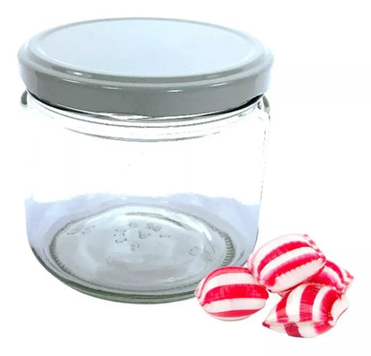 12p Frasco Vidrio 300ml 12oz Recuerdos Dulcero Bautizo Boda - DISTBRAND - vista lateral