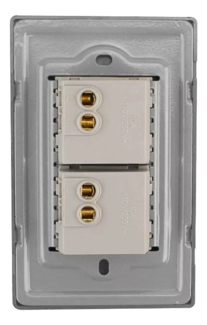 Placa Armada Doble Apagador Sanelec Cordoba Acero Inox 4635 - Sanelec - vista lateral