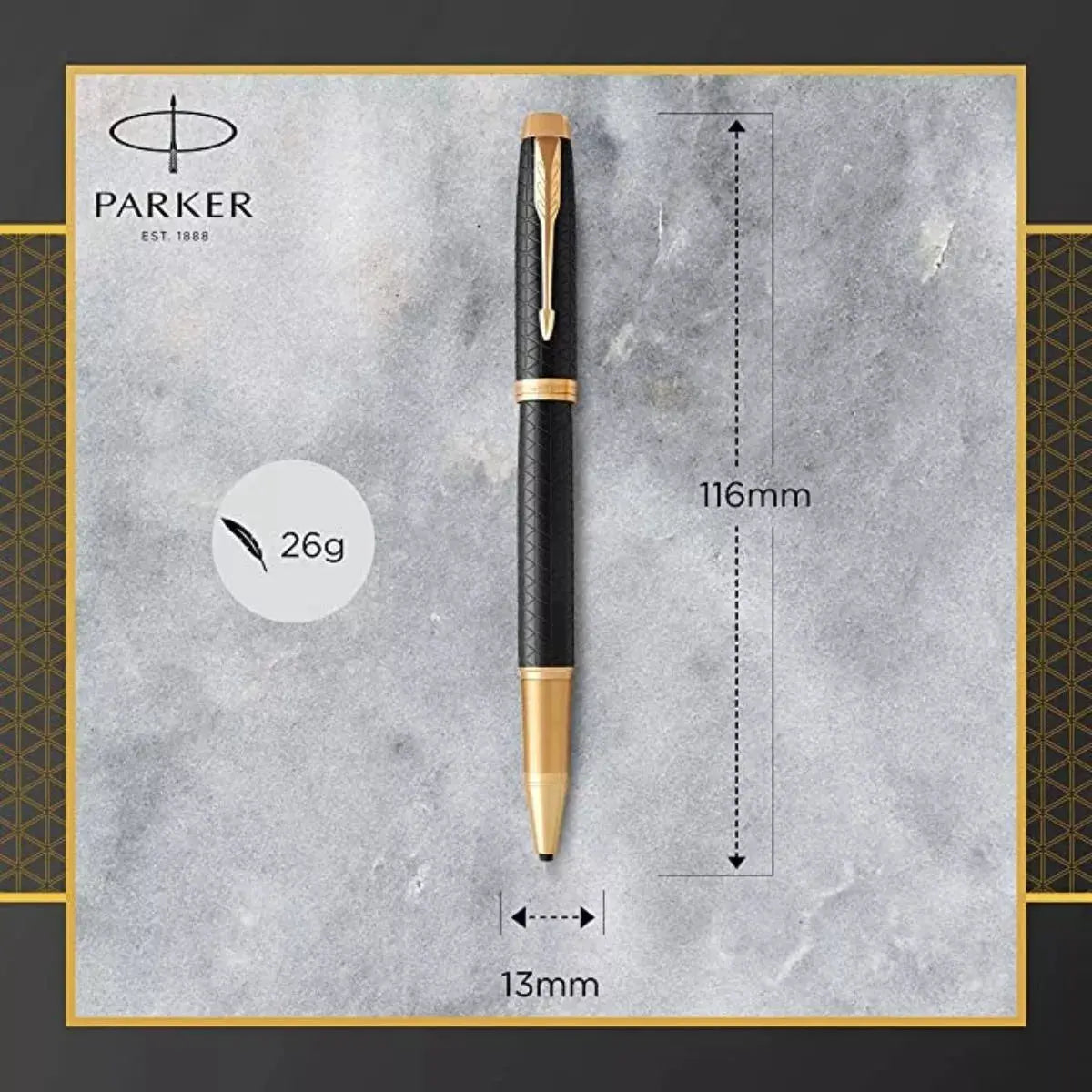 Bolígrafo Rollerball Parker Im Premium Negra Acabados Dorado - Parker - vista lateral