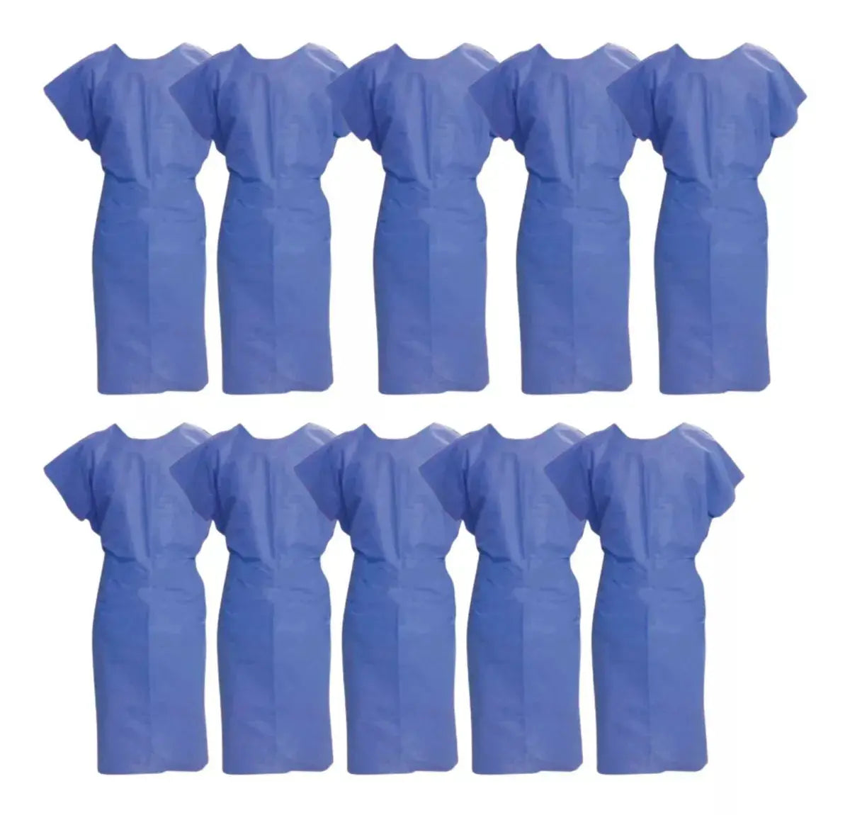 10 Batas Paciente Médico Cuadrada Desechable Azul Alyger - Alyger - vista lateral