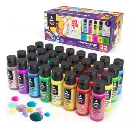 Set 32 Pinturas 260ml Colores Premium Arteza Tempera Niños - Arteza - vista lateral