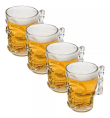 Pack Vaso Tarro Calavera Craneo Skull Vidrio 4 Pz De 540ml - Vittori - detalle