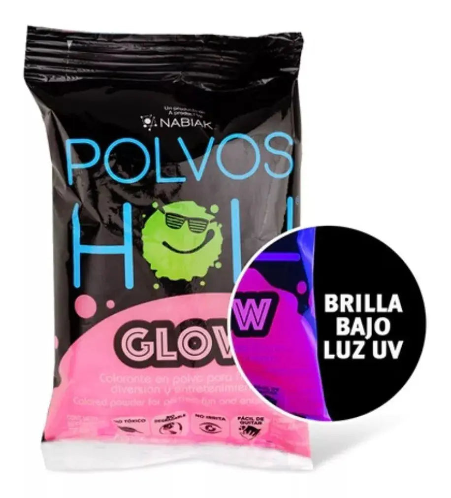 Polvos Holi Glow Original Neón 75gr Paquete De 20 Fiestas - Polvos Holi - vista lateral