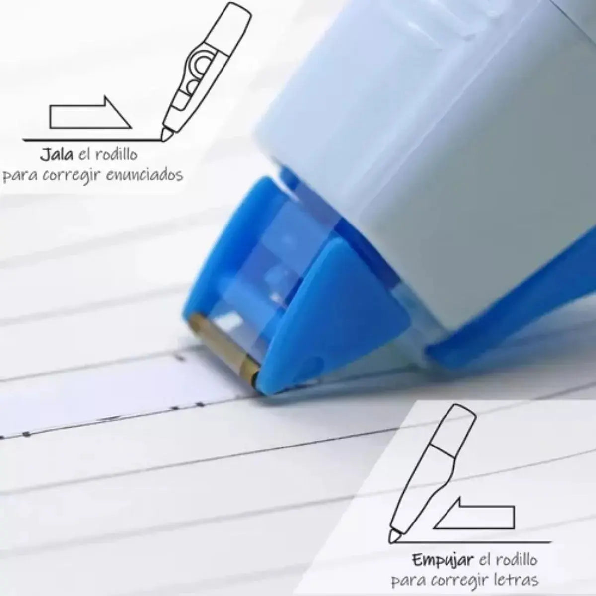 Corrector En Cinta Pentel Con 2 Funciones En 1 Recargable Azul - Pentel - accesorios