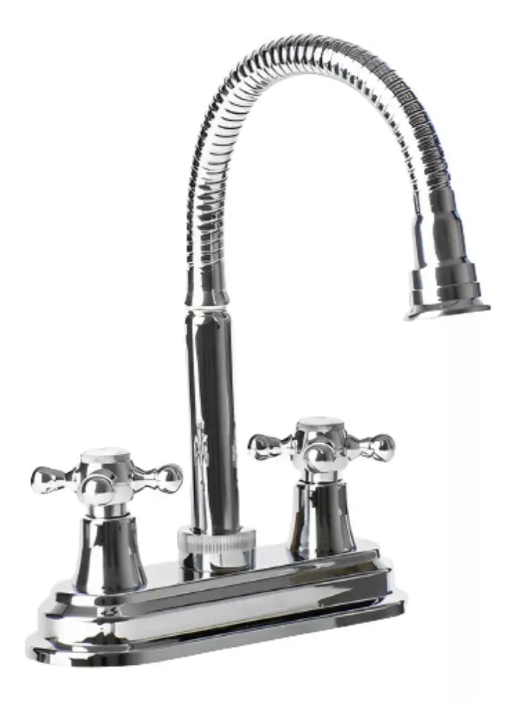 Llave Lavabo Cuello Flexible Hidroflud Mezcladora Cromo - HIDROFLUD