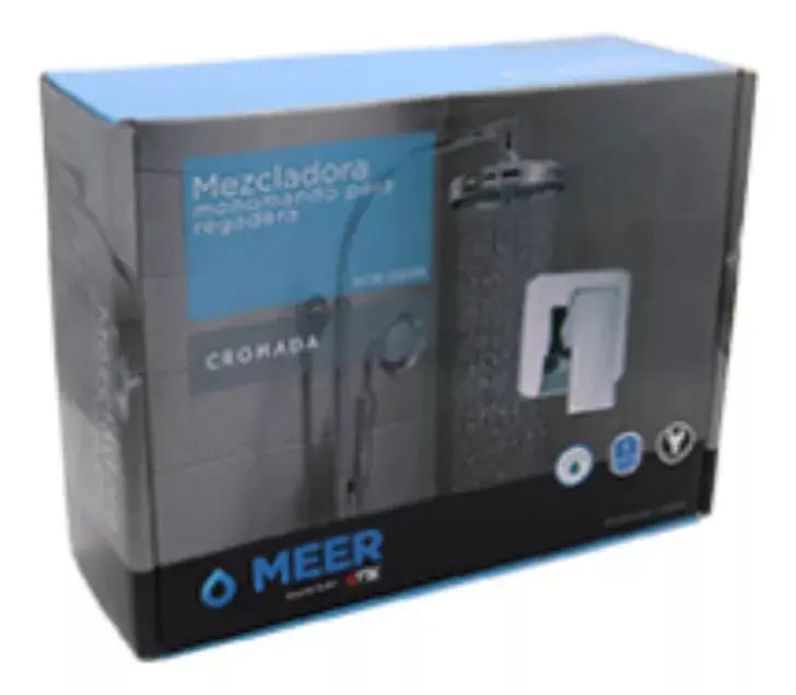 Mezcladora Monomando Cuadrado Meer Cromado Color Plateado - CNX - detalle