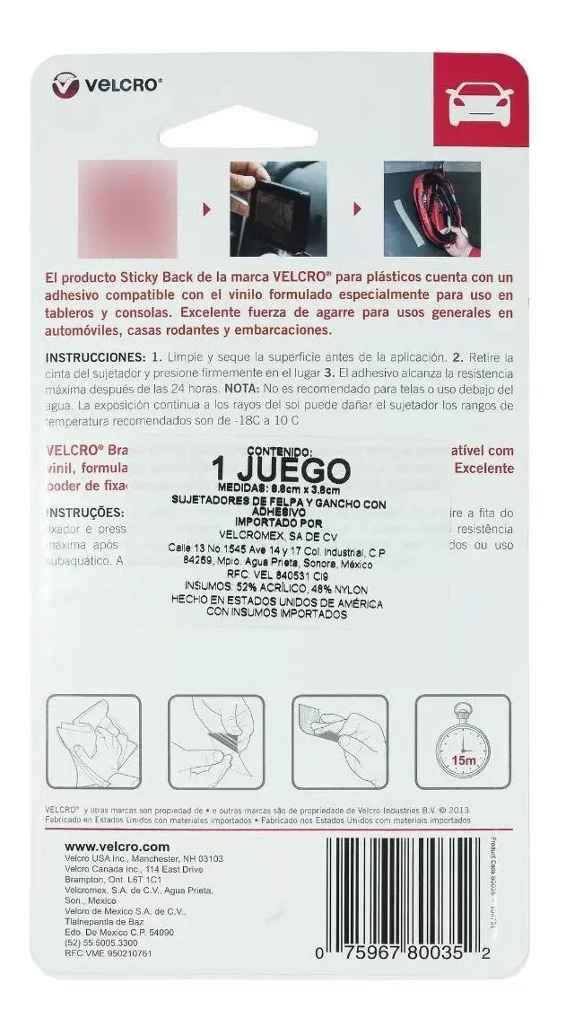 Cinta Adhesiva Velcro ® Sujetador Uso General Tira Negra - Velcro - empaque