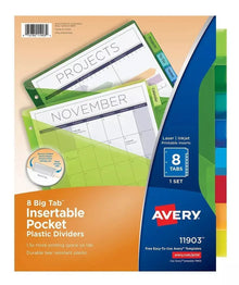 8 Separadores Avery Bolsas Interior Carpeta Pestañas Colores - Avery - empaque