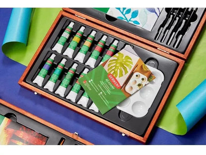 Caja de Madera Pintura Acuarela Derwent Academy 12ml Set 12 Piezas - Derwent Academy - vista lateral