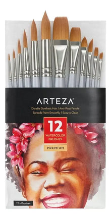 Juego De 12 Pinceles Para Acuarela Arteza Mango De Madera - Coveme
