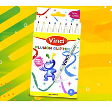 Marcador Plumón Vinci Glitter  No Tóxico Set 8 Piezas - Vinci - vista lateral