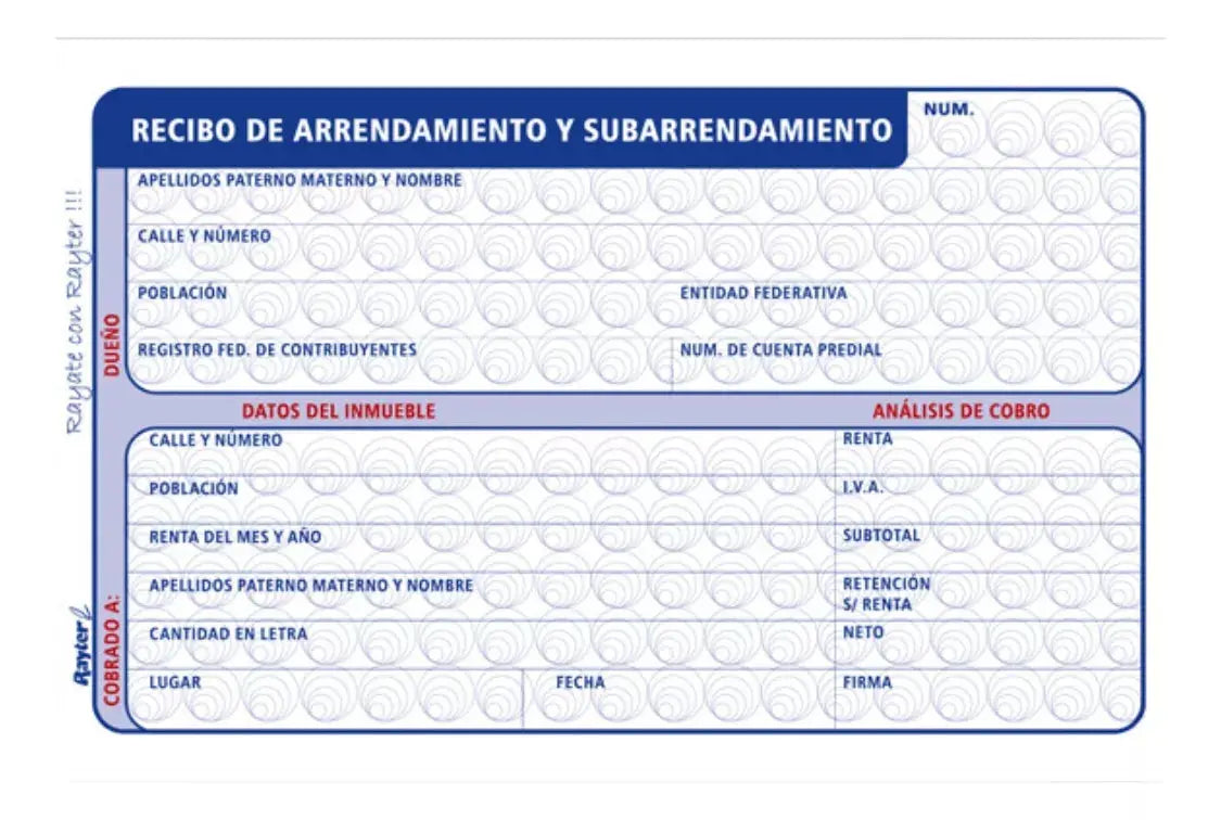 Recibo Arrendamiento Rayter Azul 2 Block C/50 Hojas C/u - Rayter - vista lateral
