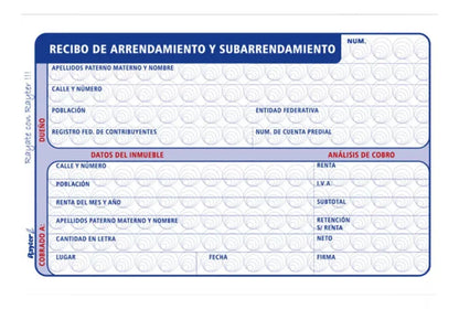 Recibo Arrendamiento Rayter Azul 2 Block C/50 Hojas C/u - Rayter - vista lateral