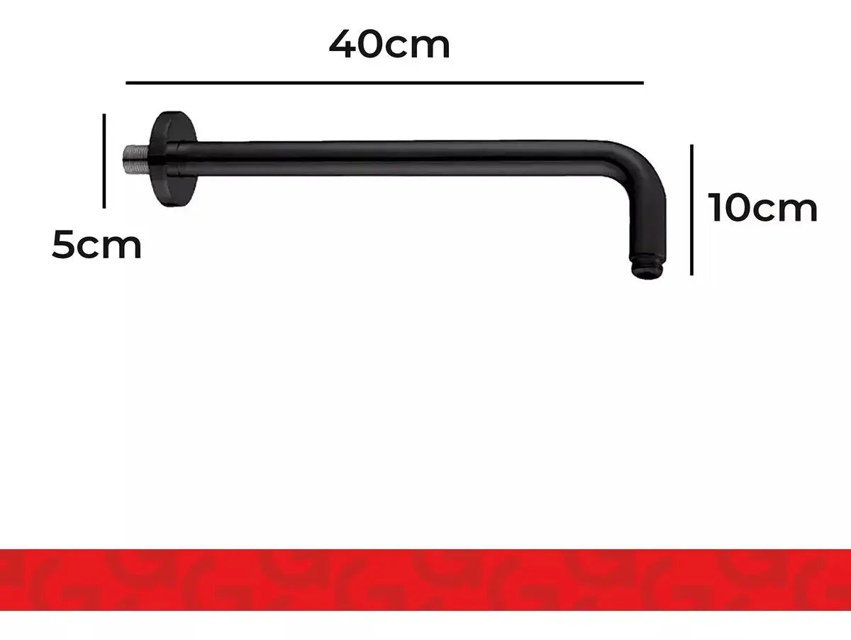 Cuello Regadera Meer 40cm Negro Mate Chapeton Acero - CNX - vista trasera