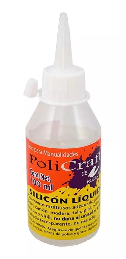 Silicón Liquido Policraft 100ml Manualidades Pegamento - Policraft - vista lateral