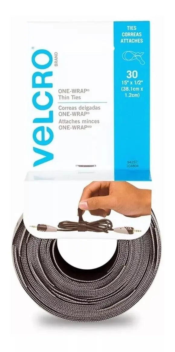 30pz Tiras Organizadoras Cables Velcro Cinta Sujetadora Gris - Velcro
