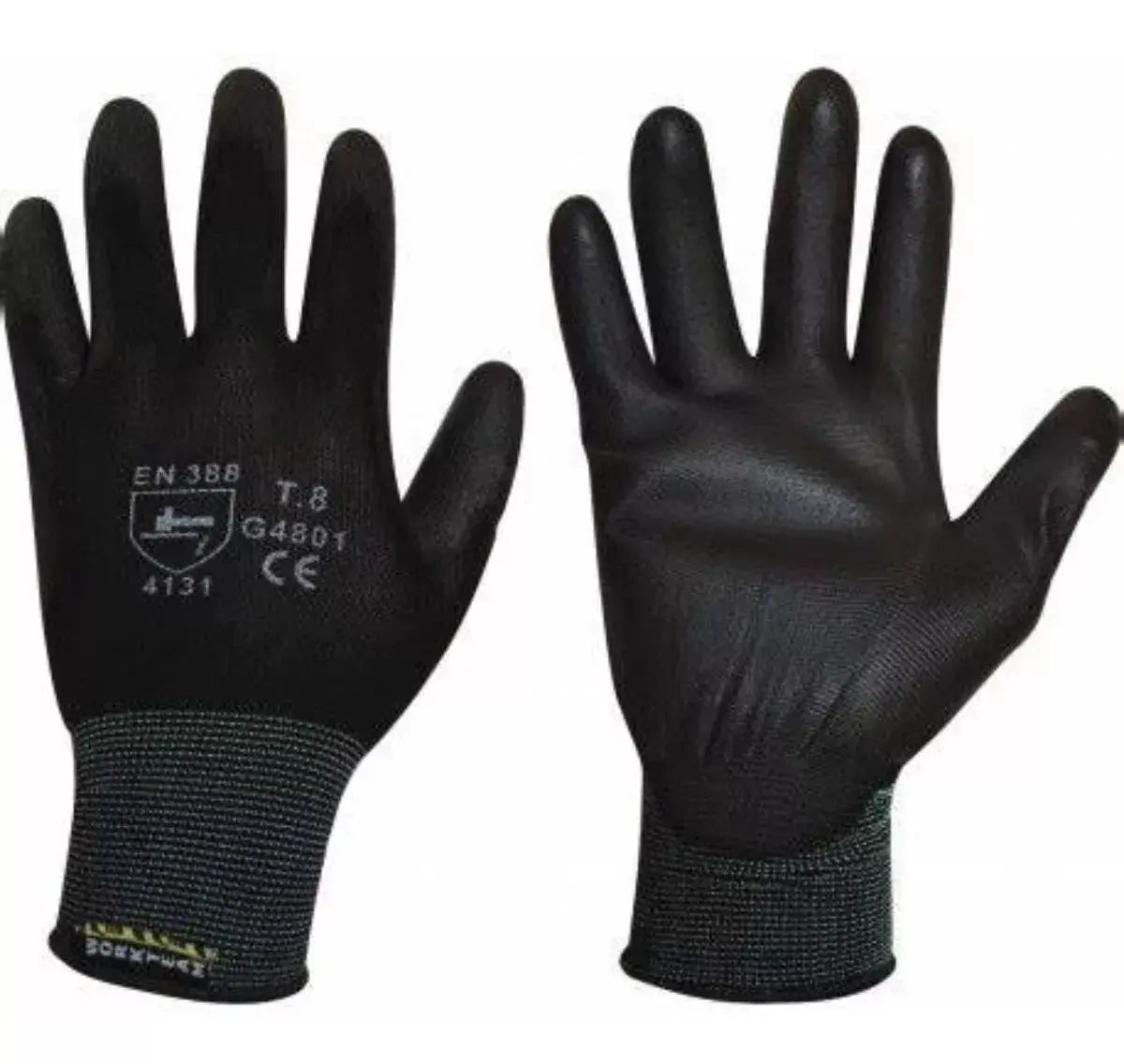 12 Guantes Seguridad Recubiertos Poliuretano Ribete Colores Extra Chico - Alyger - contenido