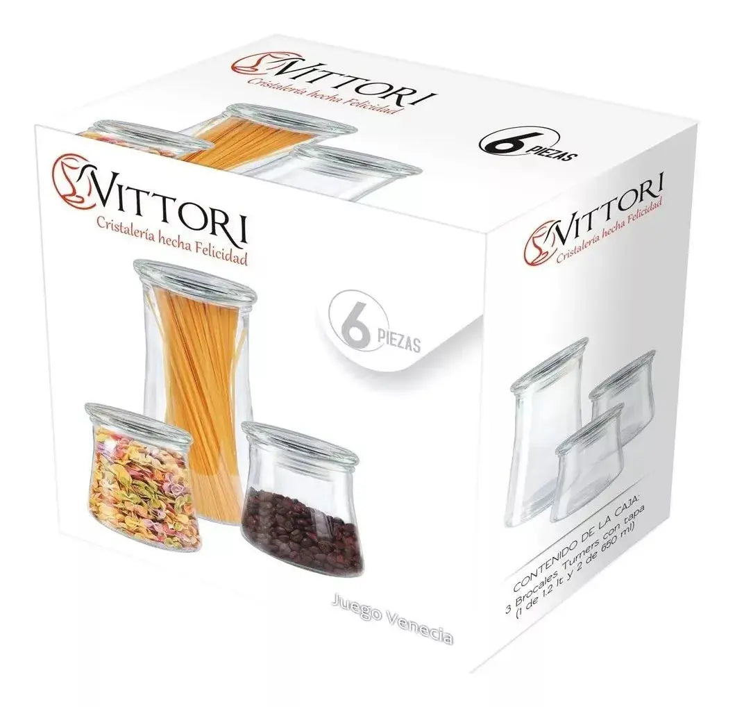Set De 3 Frascos Especieros Vidrio Con Tapa Organizador - URREA - accesorios