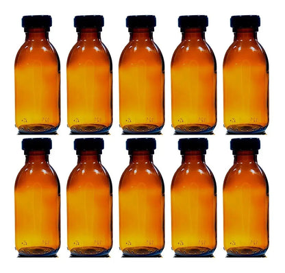 10 Pack Frasco Vidrio Botella Envase Ambar Jarabe 125ml Tapa - Pausado