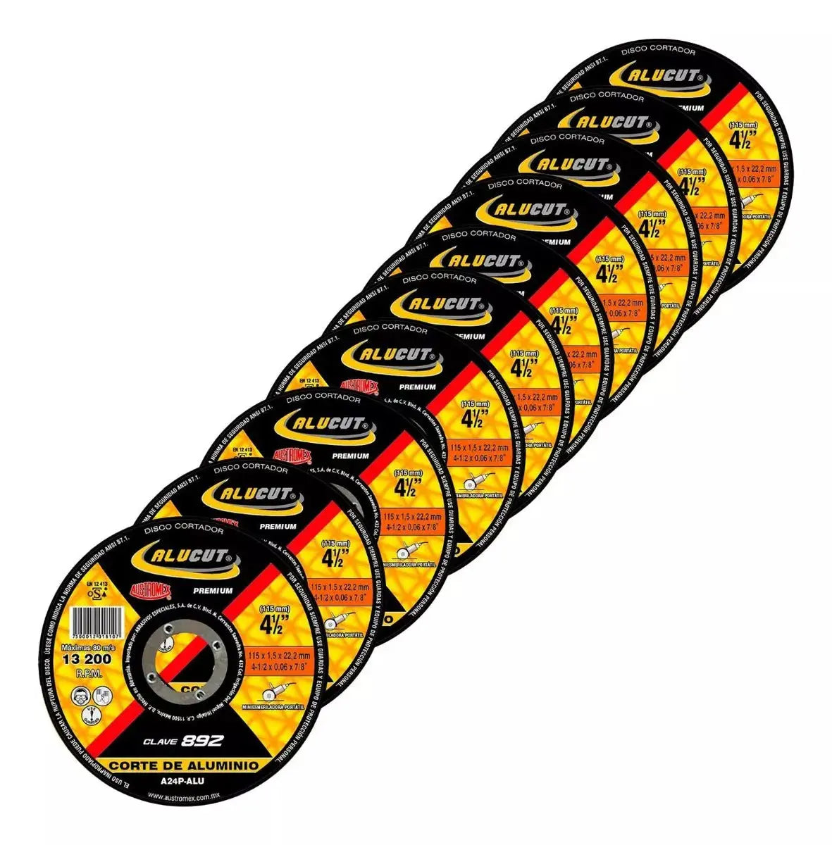 10pz Disco Corte Abrasivo 892 Austromex Grano 24 4-1/2'' - Austrodiam