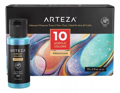 Set De 10 Botes De Pintura Acrilica Arteza 60ml C/u - Arteza - empaque