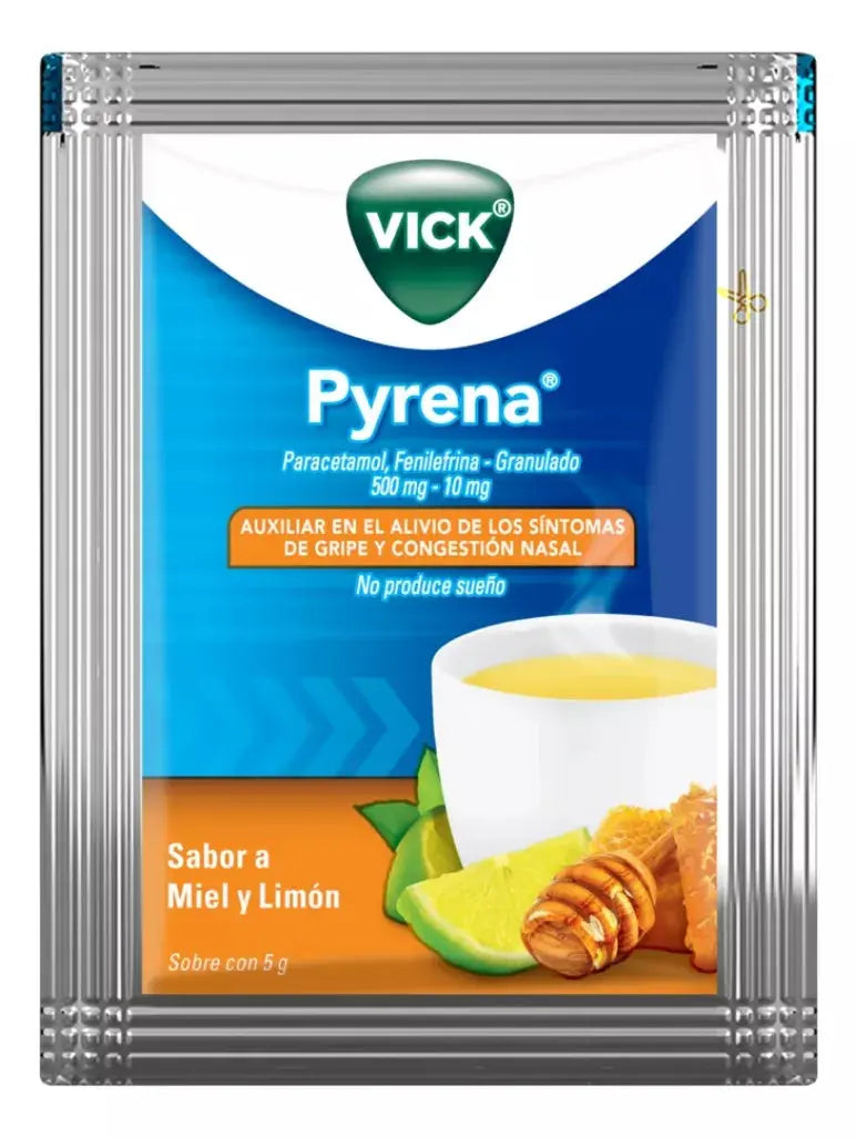 Vick Pyrena Auxiliar Antigripal Sabor Miel Y Limón 5 Sobres - KCTS - vista lateral