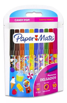 Plumones Marcadores Paper Mate Punta Fina Candy Pop 10 Piezas - Paper Mate - vista lateral