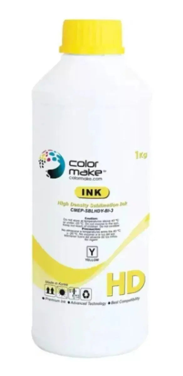 Bote Tinta Sublimar Imprimir Hd 1 Litro Colores Color Make Amarillo - ColorMake