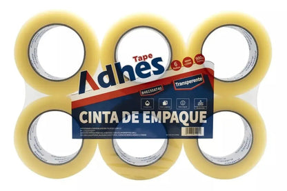 6 pz Cinta Empaque Transparente Adhes 150m Embalaje Resistente - ADHES - vista trasera
