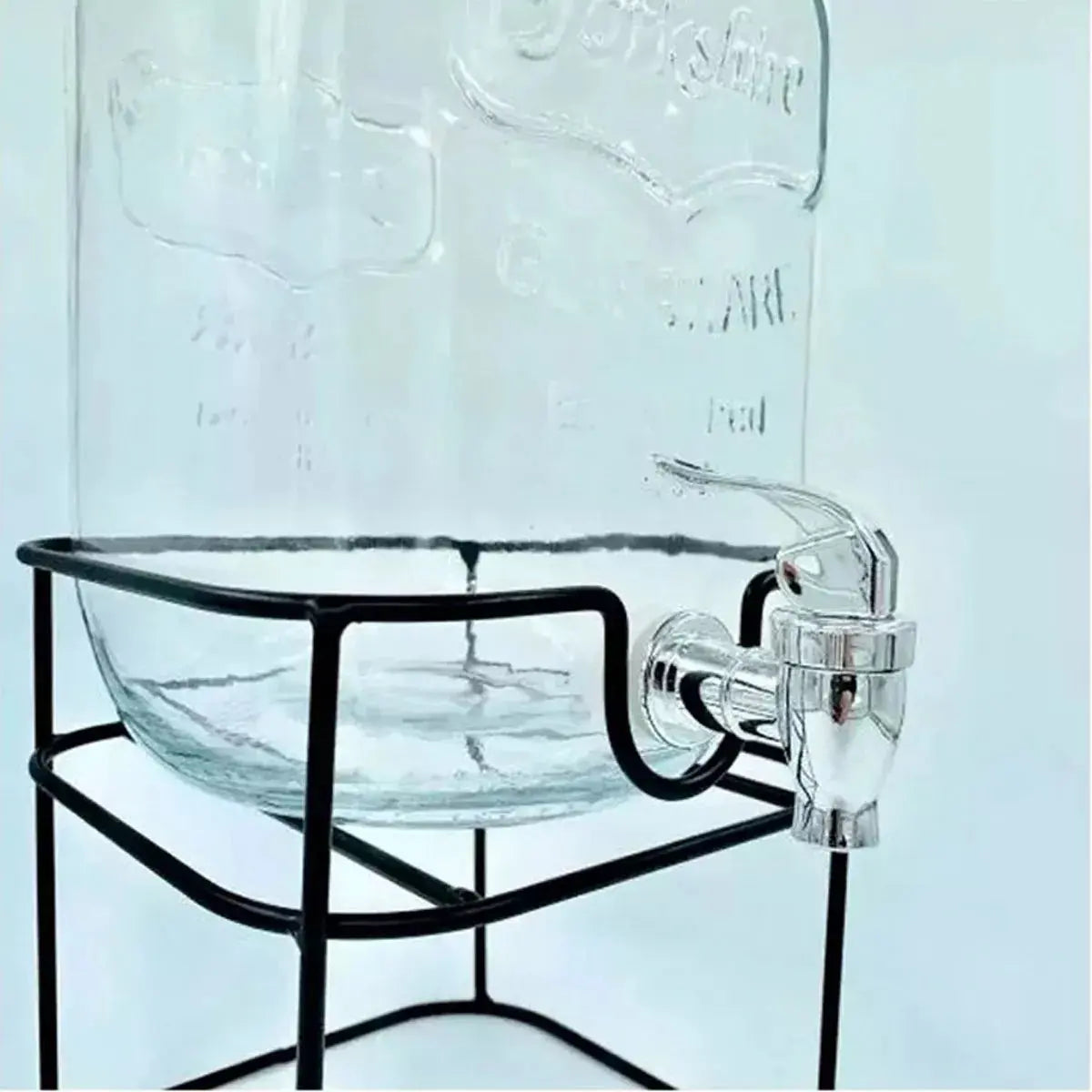 Dispensador De Bebidas Vitrolero Vidrio Con Base Mason 8lt - Das - contenido