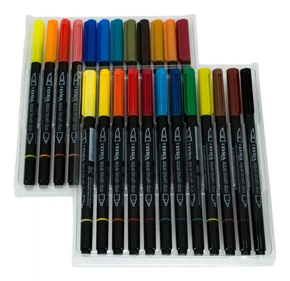 Set 24 Aqua Brush Duo Rotulador Lyra Doble Punta Marcadores - lyra - detalle