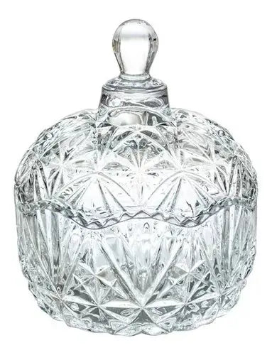 Bombonera Dulcero De Vidrio Cristal Labrado Tapa Resistente - Vittori