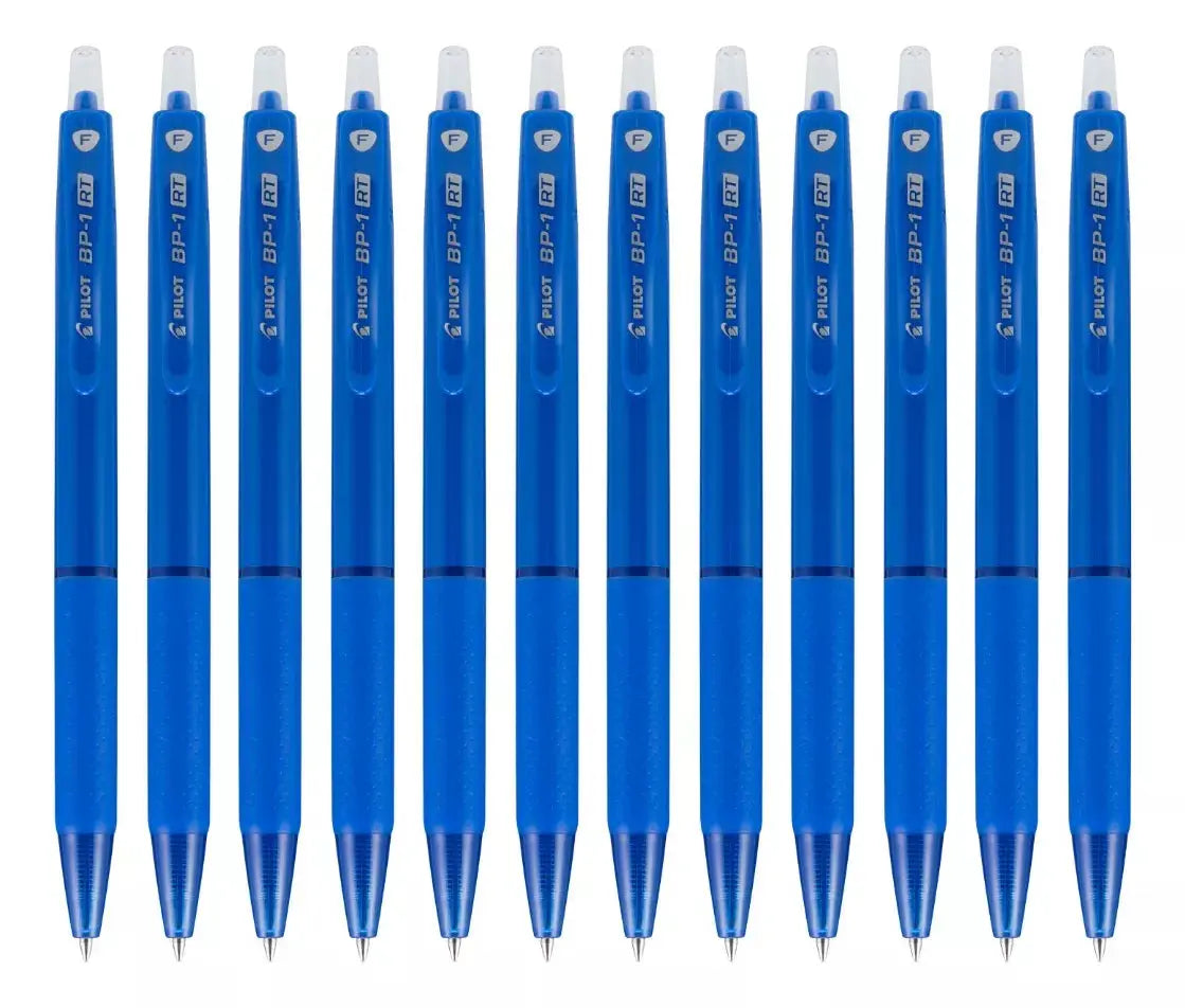 Caja 12 Bolígrafos Pilot Plumas Bp1 Rt Retráctil Punto Fino Color De La Tinta Color Color Del Exterior Azul - Pilot - vista lateral