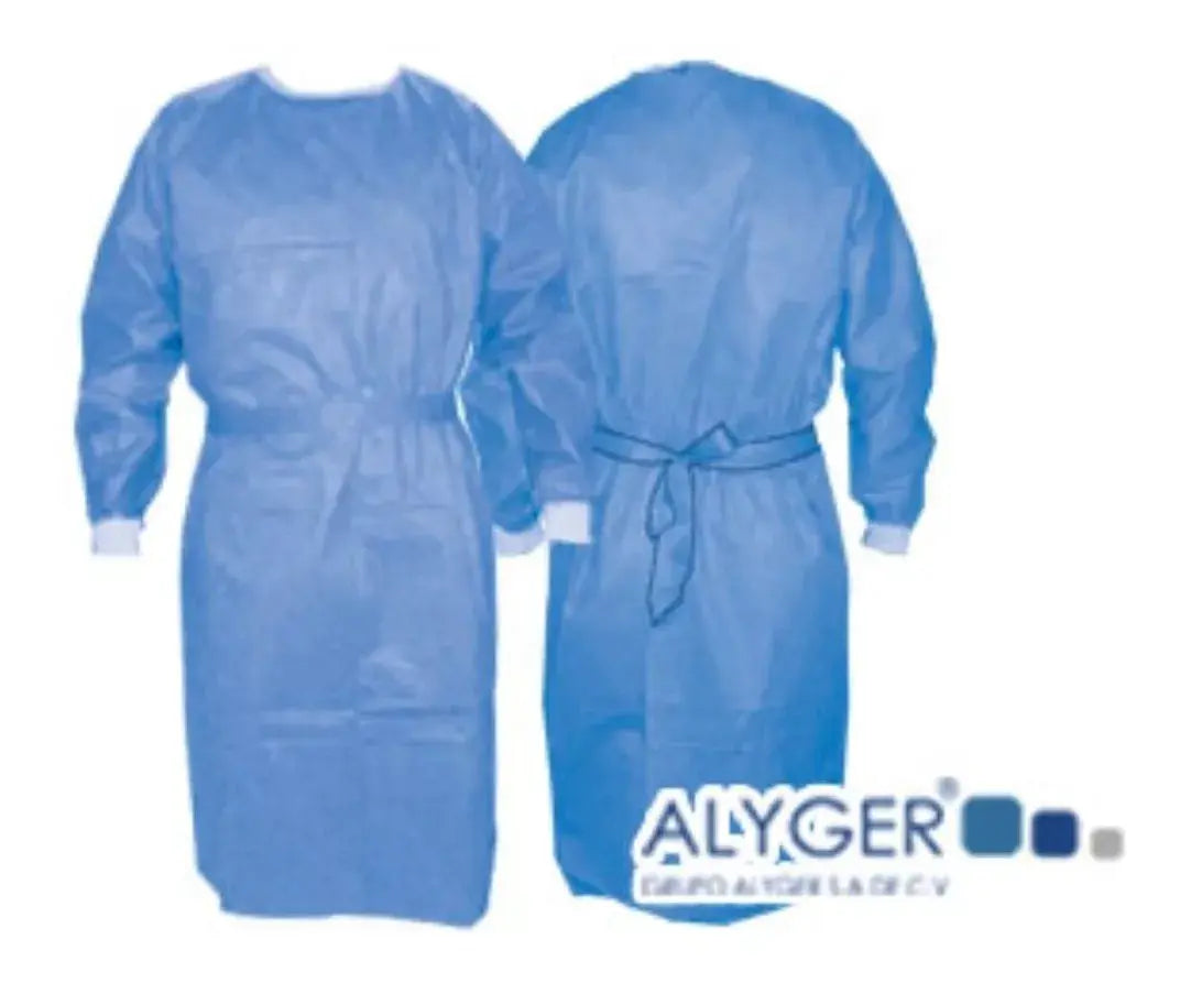 10pz Bata Quirúrgica Cirujano Desechable Esteril Puño Alyger Blanco - Alyger - empaque