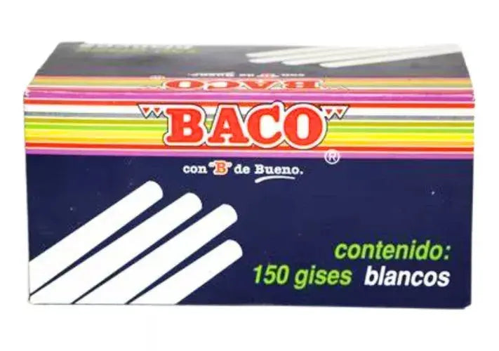 Caja 150 Gises Moldeados Color Blanco Baco Tizas Pizarron - BACO - detalle