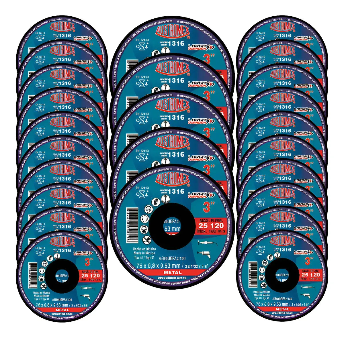 25pz Disco Abrasivo 76x0.8x9.53 mm Clave 1316 Austromex - Austrodiam