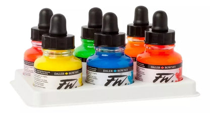 Set 6 Tinta Acrílica Líquida Fw Artist Daler Rowney 29.5ml Color Colores Neón - Daler-Rowney - vista lateral