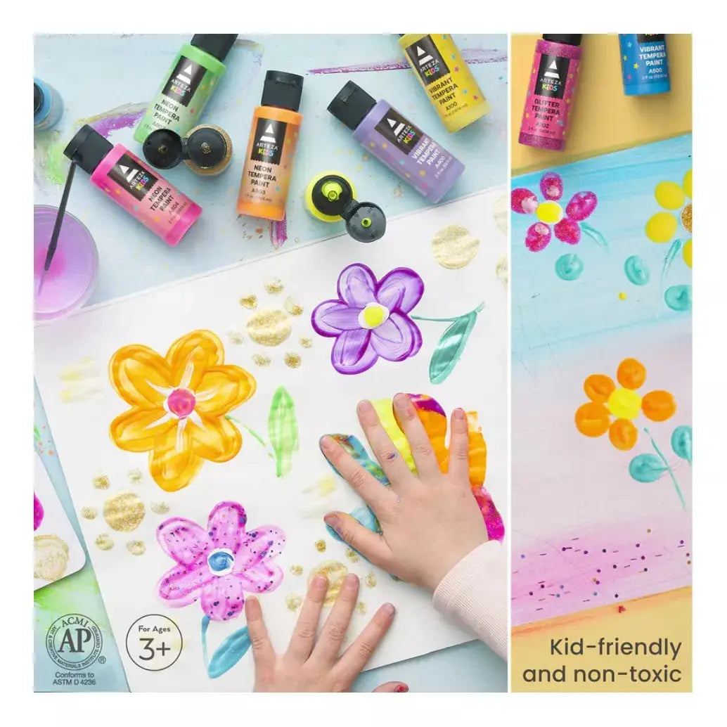 Set 32 Pinturas 260ml Colores Premium Arteza Tempera Niños - Arteza - vista trasera