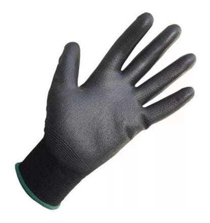 12 Guantes Seguridad Recubiertos Poliuretano Ribete Colores Extra Chico - Alyger - vista trasera