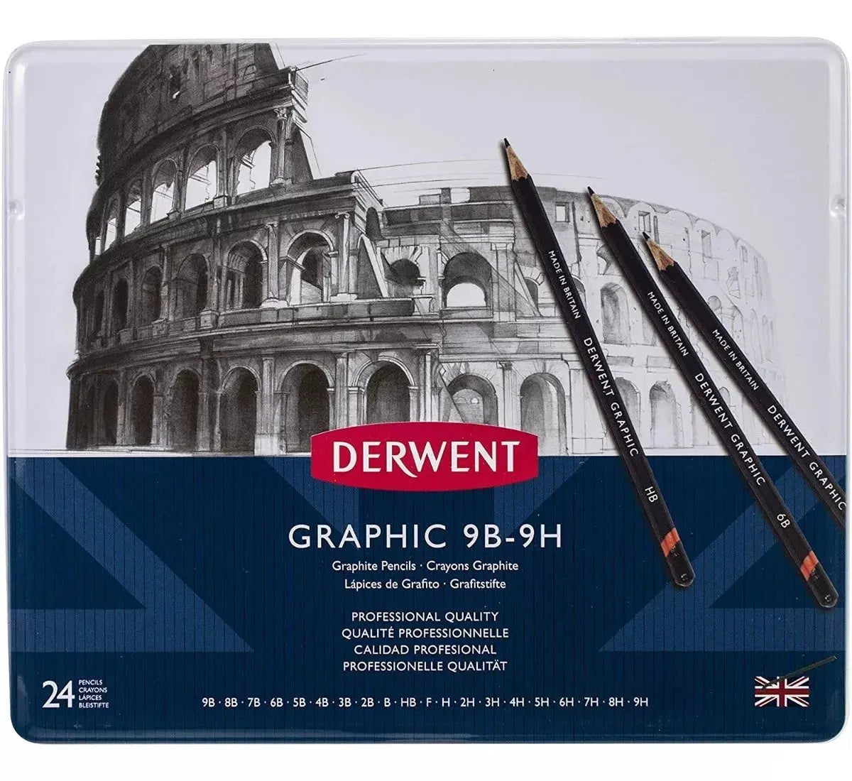 Lápices Dibujo 24 Piezas Derwent Grafito Graphic 9b - 9h - marchante.shop
