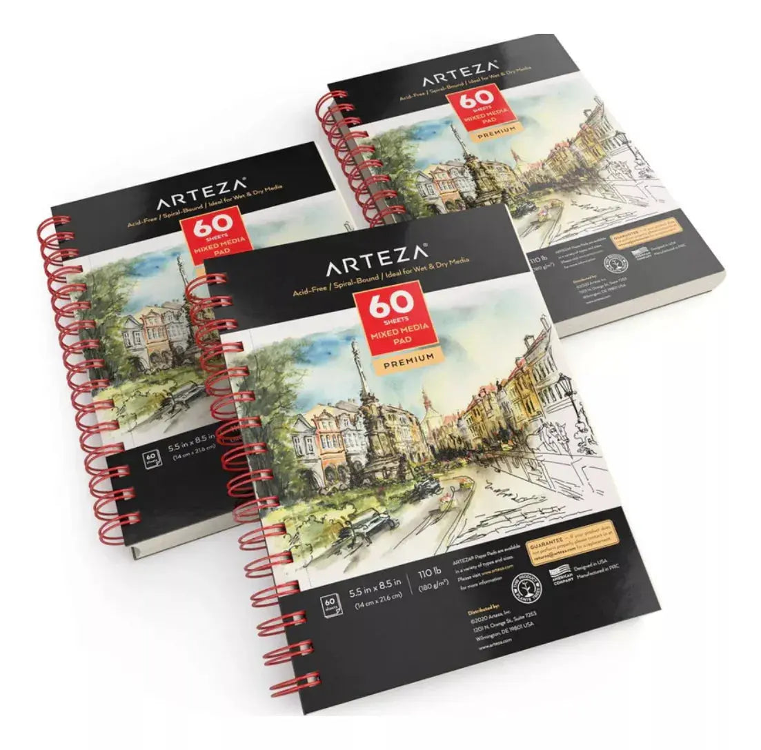 Pack 3 Libretas Mixta 60 Hojas 5.5 X 8.5 Pulgadas Arteza - Coveme - empaque