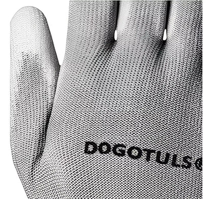 6pz Guante Nylon Palma Recubierta Poliuretano Dogotuls Gris - Dogotuls - empaque