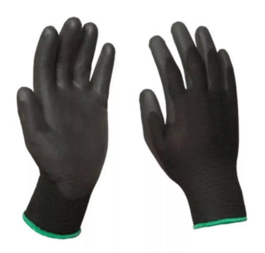 12 Guantes Seguridad Recubiertos Poliuretano Ribete Colores Extra Chico - Alyger - empaque