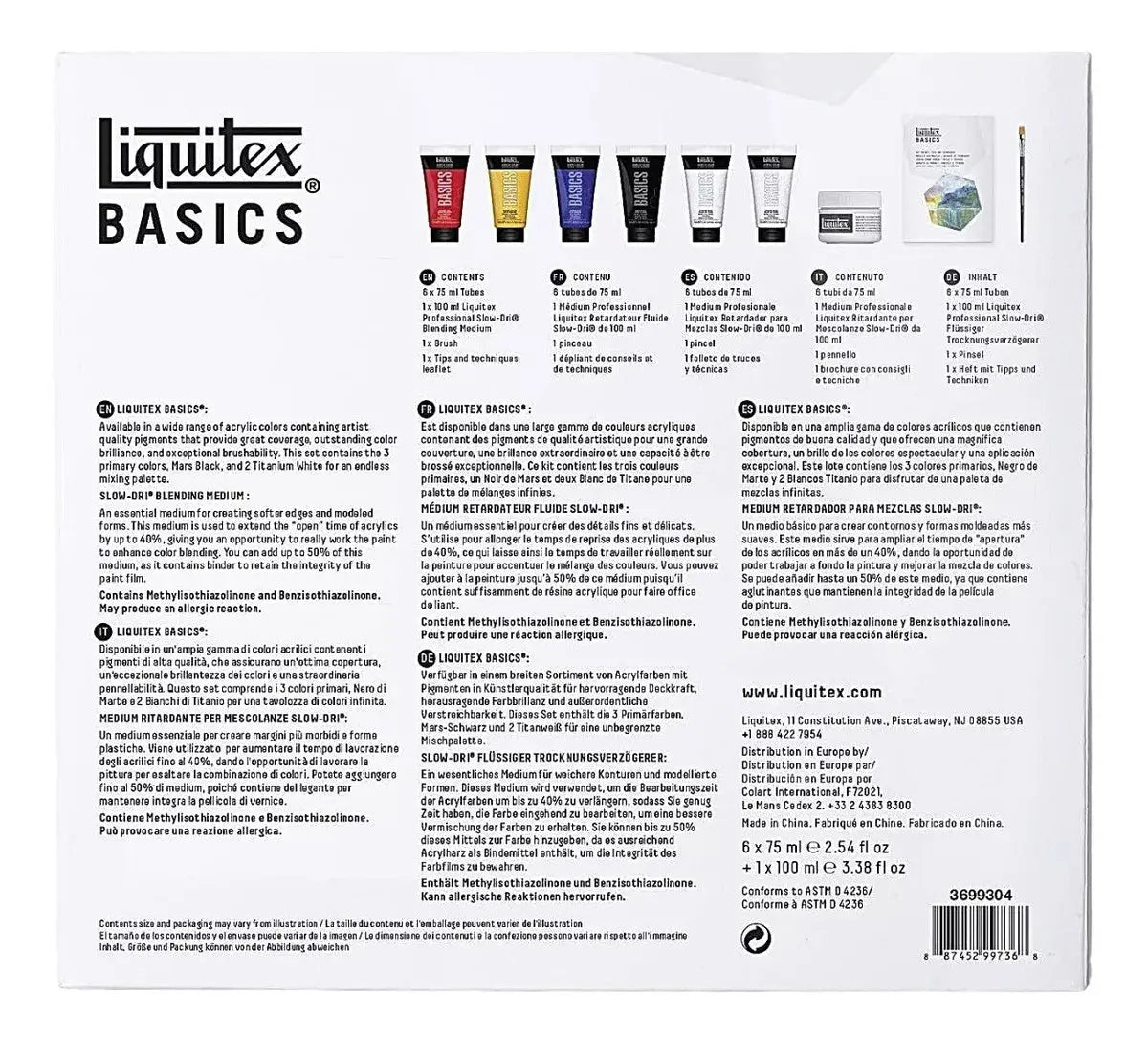 Set 6 Pinturas Acrilicas Liquitex Básico + Medio + Pincel - marchante.shop