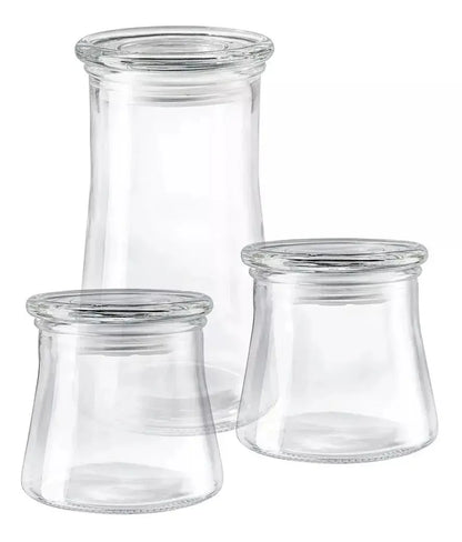 Set De 3 Frascos Especieros Vidrio Con Tapa Organizador - URREA - vista trasera