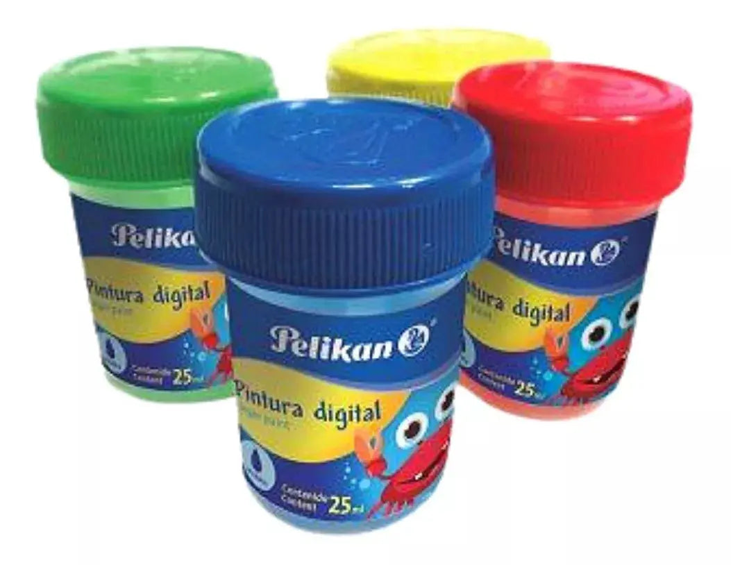 6 Pinturas Digital 25ml Pelikan Colores Escolar Dedos Niños - Pelikan - empaque