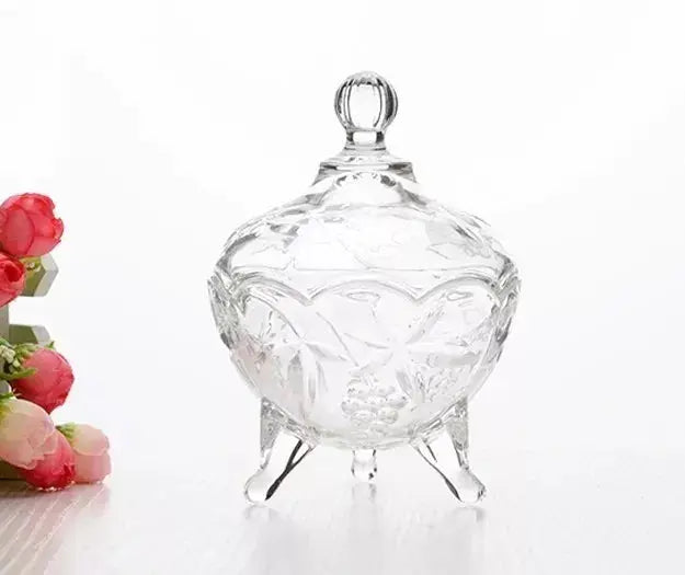 Bombonera Dulcero Vidrio Tapa Patas Vintage Regalo Cristal - Vittori - empaque