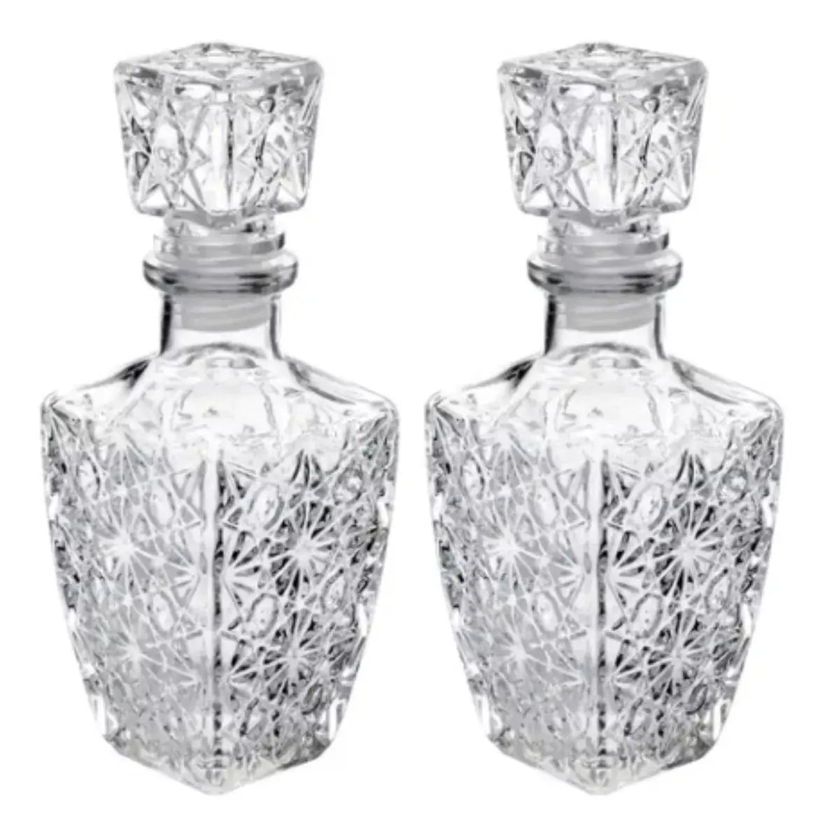 Set 2 Licoreras Vidrio Cristal Diamante Vidrio Resistente 1L - Vittori - empaque