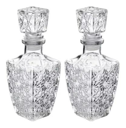Set 2 Licoreras Vidrio Cristal Diamante Vidrio Resistente 1L - Vittori - empaque